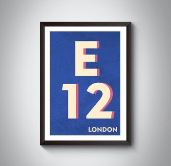E12 Newham, Redbridge Typography Postcode Print, 10 of 10