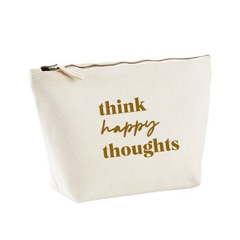 Gift For Her Think Happy Thoughts Cosmetic Makeup Bag, 3 of 3
