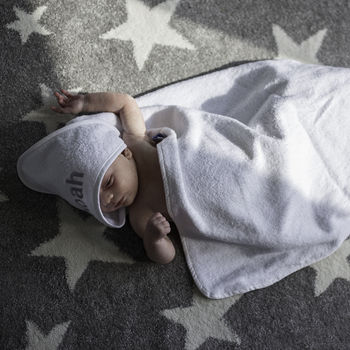 Personalised Hooded Baby Towel Wrap, 4 of 9