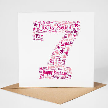 Personalised 7th Birthday Card For Girl, 2 of 2