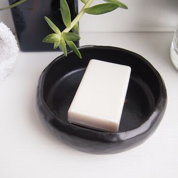 Handmade Black Gloss Ceramic Soap Dish, 2 of 10