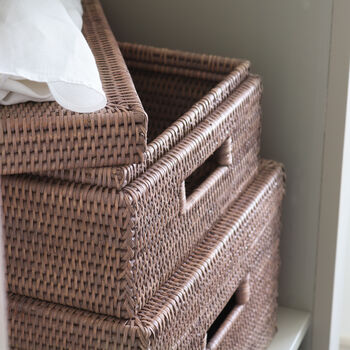 Marbury Taupe Rectangular Lidded Rattan Storage Basket, 4 of 4