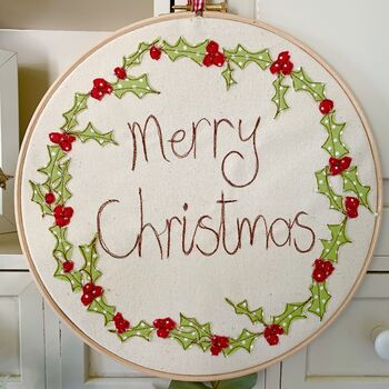 Christmas Wreath Embroidery Hoop, 2 of 2