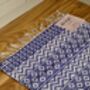 Blue And White Geometric Patterned Rug, 69cm X 114cm, thumbnail 2 of 3