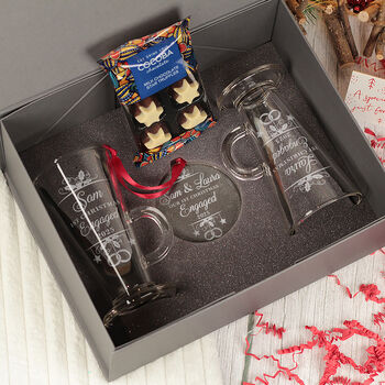 Our 1st Christmas Engaged Pair Of Glass Latte Mugs, 4 of 7