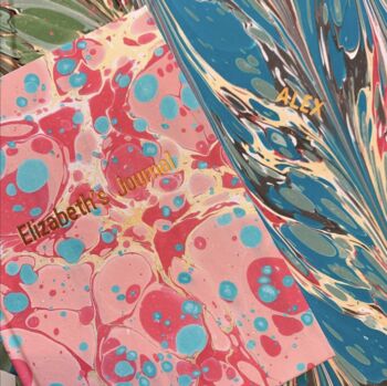 Personalised Hand Marbled Feather Journal, 2 of 5