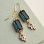 Art Deco Crystal Navy Blue Sapphire Baguette Earrings, thumbnail 1 of 9