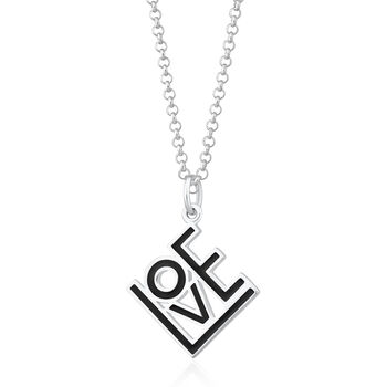 Square Love Necklace In Black Enamel, 4 of 7