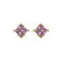 Yellow Gold Princess Cut Birthstone Earrings October Pink Tourmaline, thumbnail 2 of 5