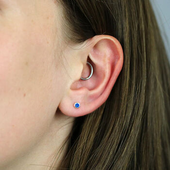 Mini Sterling Silver Ocean Blue Opal Stud Earrings, 3 of 7