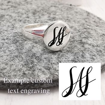 Silver Initial Round Signet Ring, 6 of 7