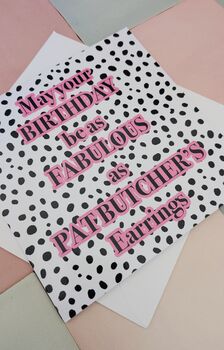 Pat Butcher Earrings Birthday Card – Dalmatian Print Square – Blank Inside, 4 of 4