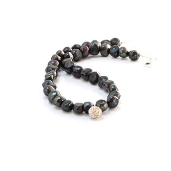 Statement Green Peacock Pearl Necklace With Sterling Silver Charm, 6 of 11