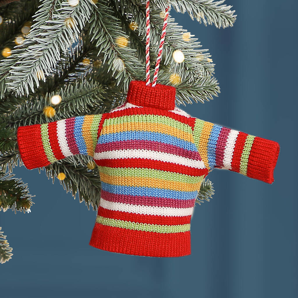 Set Of Three Knitted Christmas Jumper Baubles By Dibor