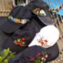 Black Cotton Cap With Hand Embroidered Flower, thumbnail 5 of 5