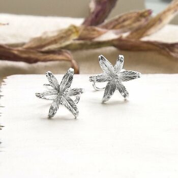 Sterling Silver Star Lily Cuff Earrings, 2 of 4