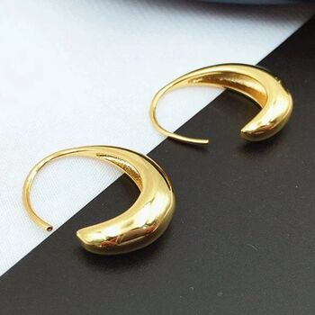 Gold Plated Small Teardrop Hoop Earrings, 4 of 6