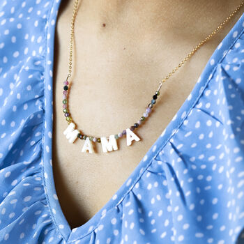 Tourmaline And Mother Of Pearl Letter Necklace, 6 of 9