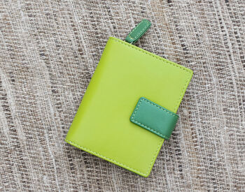 Personalised Lime And Green Small Leather Purse Wallet, 3 of 12