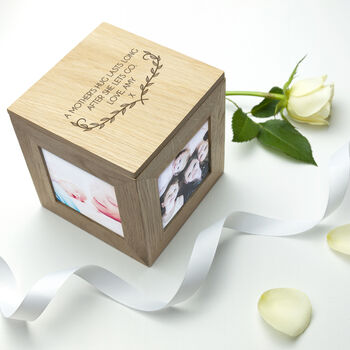 Personalised Mother's Love Oak Photo Cube, 7 of 11