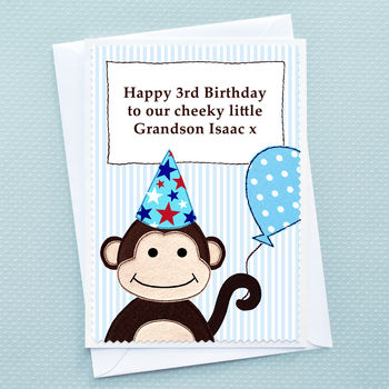 'Monkey' Personalised Boys Birthday Card, 3 of 5