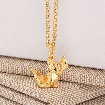 Origami Fox Necklace, Sterling Silver Or Gold Plated, 3 of 12