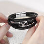 Engraved Silver Plated Infinity Stacked Leather Bracelet, thumbnail 2 of 5