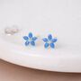 Sterling Silver Blue Forget Me Not Micro Stud Earrings – 4mm, thumbnail 1 of 4