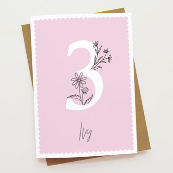 Floral Third Birthday Card, 2 of 7