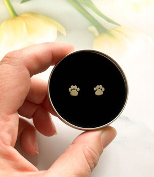 Sterling Silver Pawprint Earrings In A Gift Tin, 2 of 12