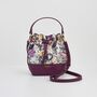 Floral Engravings Plum Bucket Bag, thumbnail 1 of 6