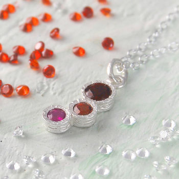 Ruby And Garnet July Birthstone Silver Necklace, 2 of 4