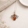 Personalised Sterling Silver Amber Bee Pendant Necklace, thumbnail 7 of 11