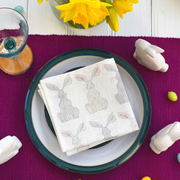 Easter Rabbit Linen Napkins, 6 of 11