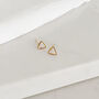 Open Triangle 18k Gold Vermeil Plated Studs, thumbnail 2 of 5