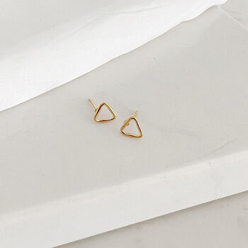 Open Triangle 18k Gold Vermeil Plated Studs, 2 of 5