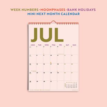 2025–2026 Mid Year Calendar | Simply Bright | July Start | A4, 3 of 5