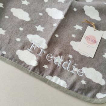 Personalised Brown Cloud Star Baby Blanket, 3 of 7