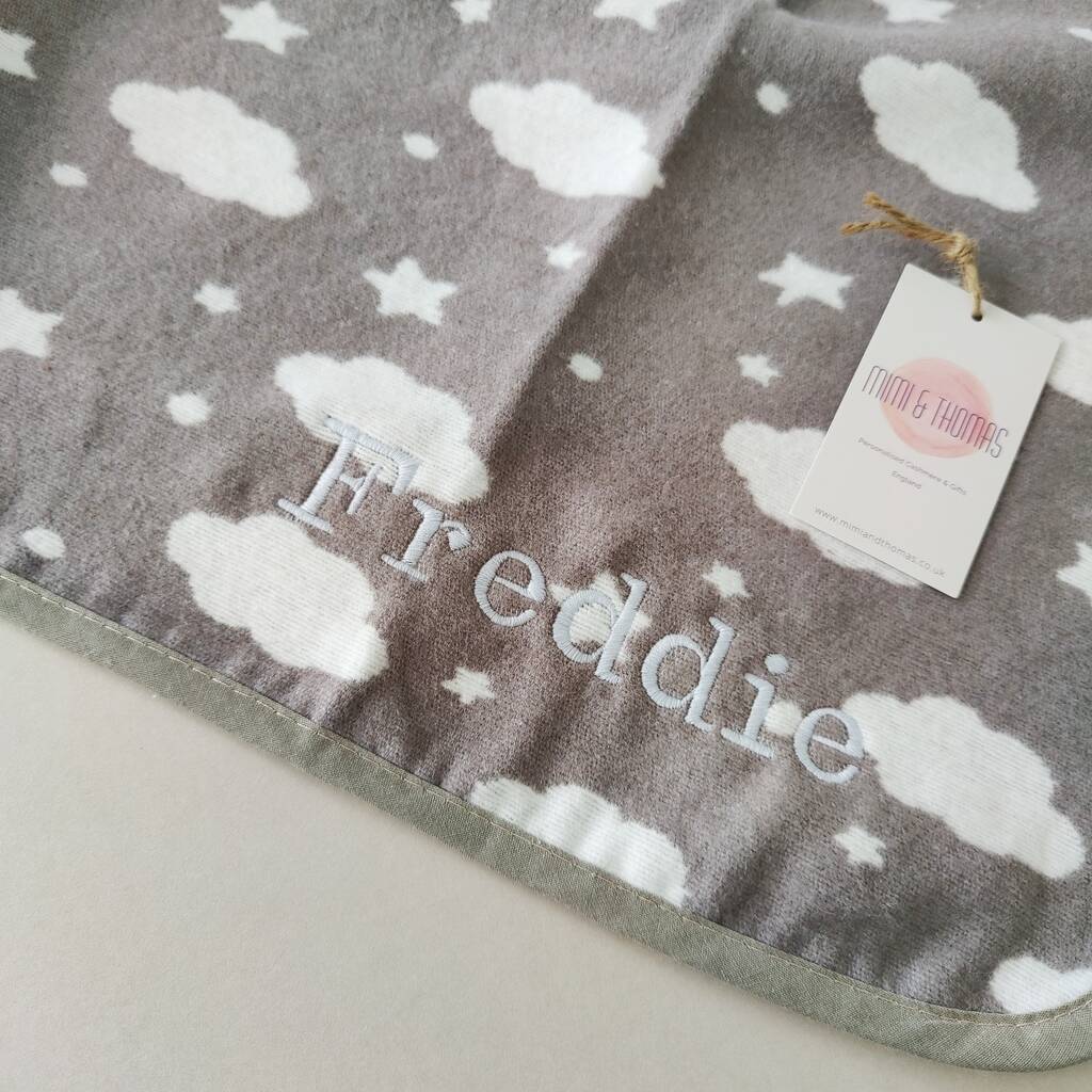 Personalised Brown Cloud Star Baby Blanket, 1 of 7