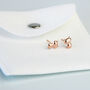 Rose Gold Colour Cat Stud Earrings, thumbnail 3 of 4