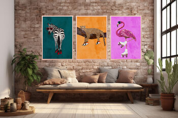 Flamingo Rollerskating Custom Original Art Print, 6 of 7