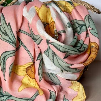 Anemone Print Scarf In Dusky Pink, 2 of 4