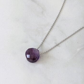 Amethyst Teardrop February Birthstone Necklace, Silver, 3 of 5