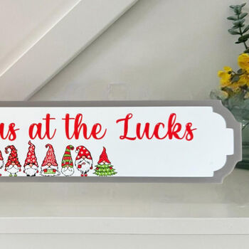 Personalised Grey And White Gonk Christmas Sign Family Gift, 4 of 5