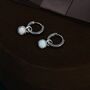 Sterling Silver Dangling White Opal Hoop Earrings, thumbnail 7 of 11