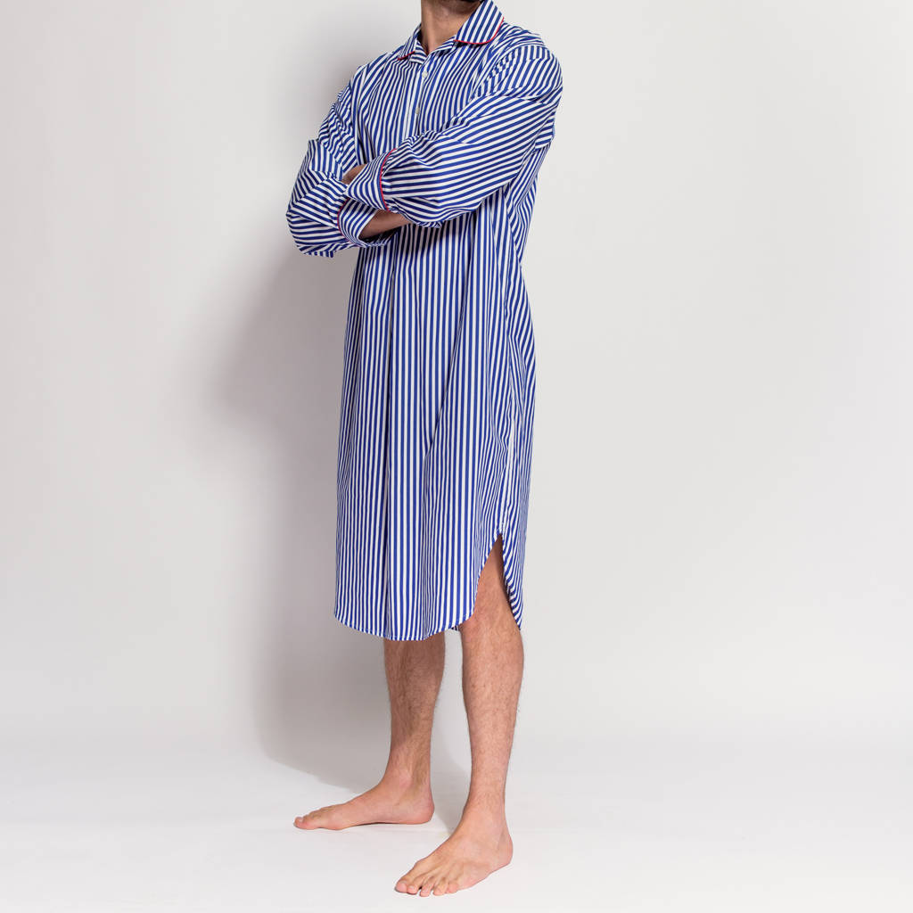 Men's Bold Blue And White Striped Nightshirt By BRITISH BOXERS ...