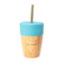 Bamboo Cup With Two Straws Blue, thumbnail 1 of 2