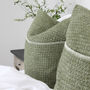 Olive And Cream Woven Wool Cushion, thumbnail 2 of 4