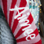 Custom Red And Pink Stripe Christmas Stocking, thumbnail 2 of 4