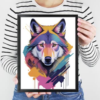 Painterly Wolf Portrait Illustration Art Print, 4 of 4